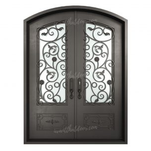 Pietro Eyebrow Top Double Entry Iron Doors | Universal Iron Doors