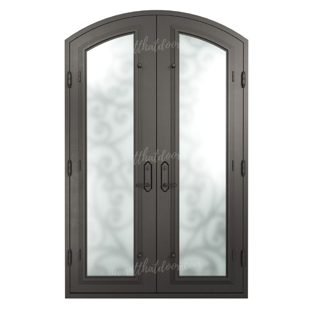 Tuscany Eyebrow Top Scroll Double Entry Iron Doors Universal Iron Door 7836