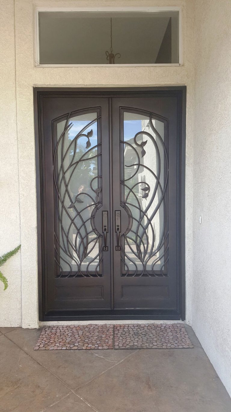 Angelo Square Top Black Double Entry Iron Doors | Universal Iron Doors