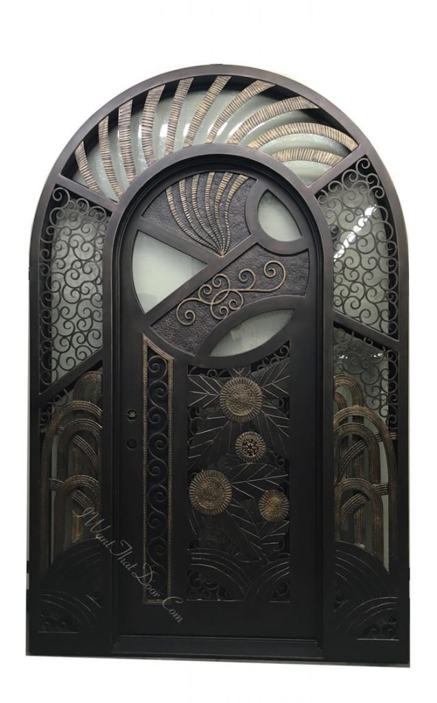 Mojave Round Top Ornate Single Iron Door | Universal Iron Doors