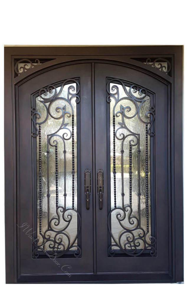 Tampa Square and Eyebrow Top Bronze Double Iron Doors