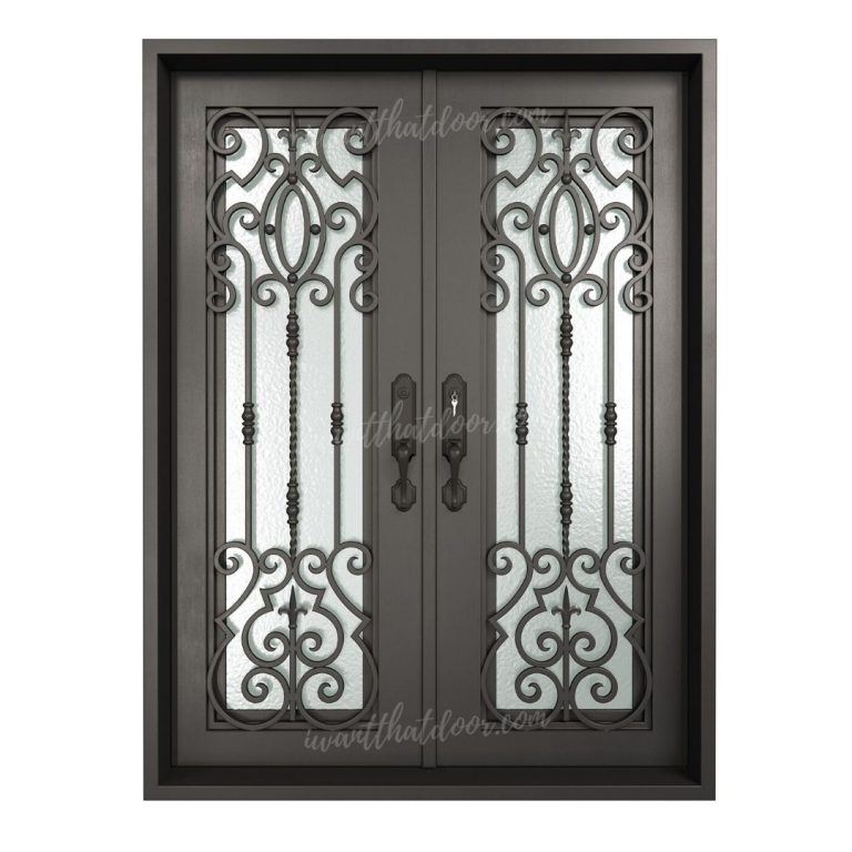 Angelino 2 Square Top Double Entry Iron Doors | Universal Iron Doors