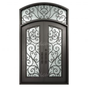 Tuscany Eyebrow Top w/Eyebrow Transom Double Iron Doors