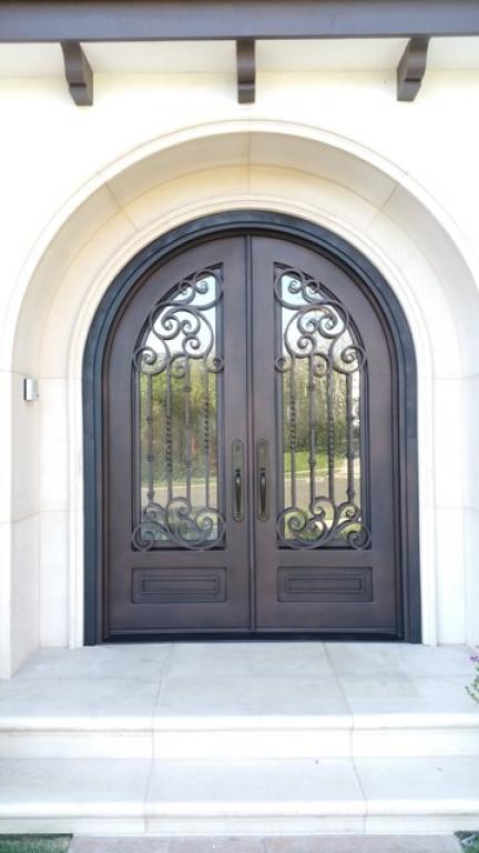 elite round top bronze double entry iron doors