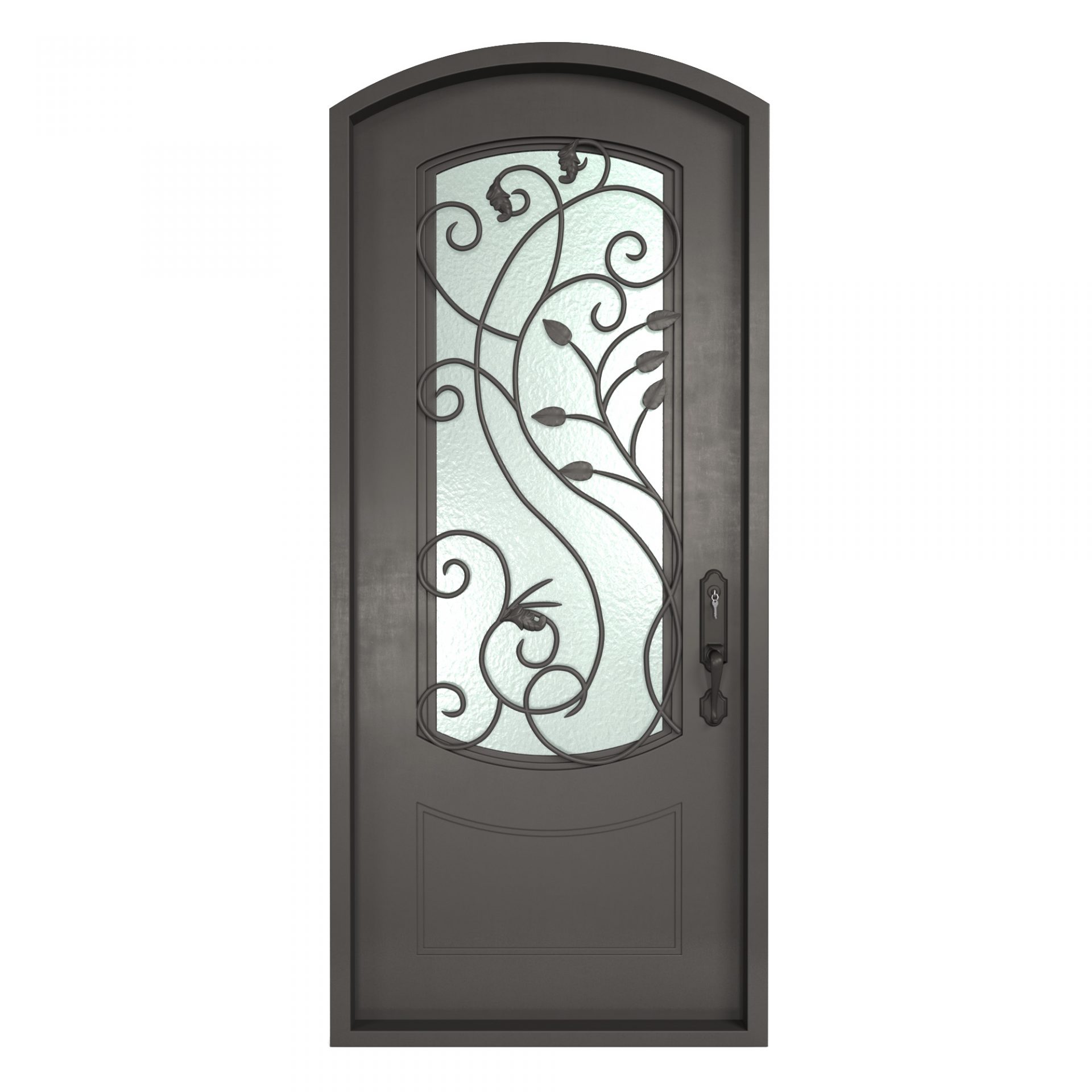 Palermo Eyebrow Top Scroll Single Entry Iron Door Universal Iron Doors