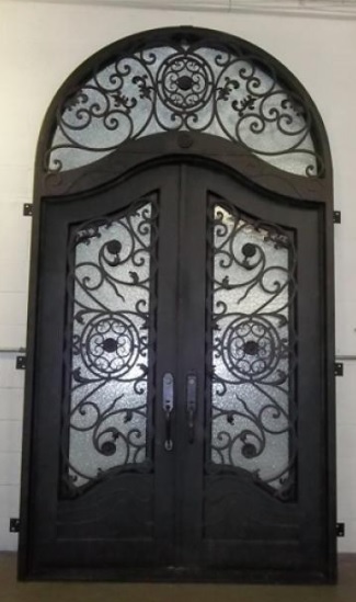 High-End Exterior Front Entry Iron Double Doors